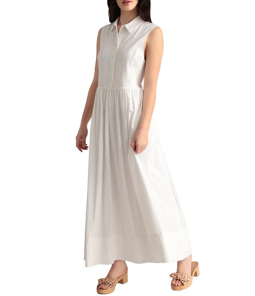 Maggy London Petite Size Sleeveless Collard Maxi Shirtdress