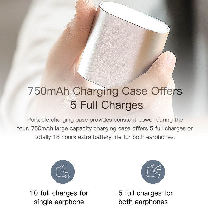 QCY T1 Pro Touch Control Bluetooth Earphones TWS Mini Wireless Headset Music Earbuds with Microphone Handsfree Calls Noise Cancellin 750mAh charging box