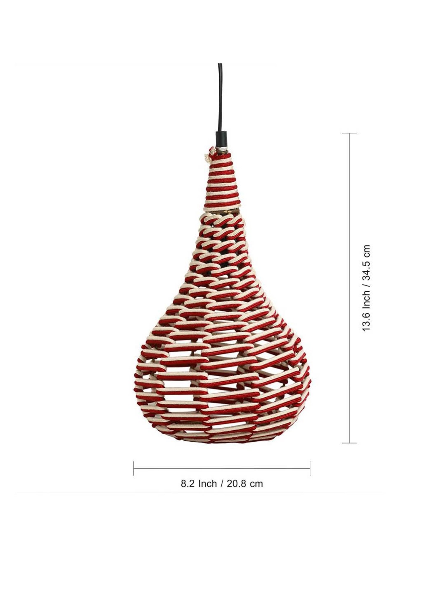 ExclusiveLane Swirls Red & Beige Iron Handwoven Hanging Pendant Lamp