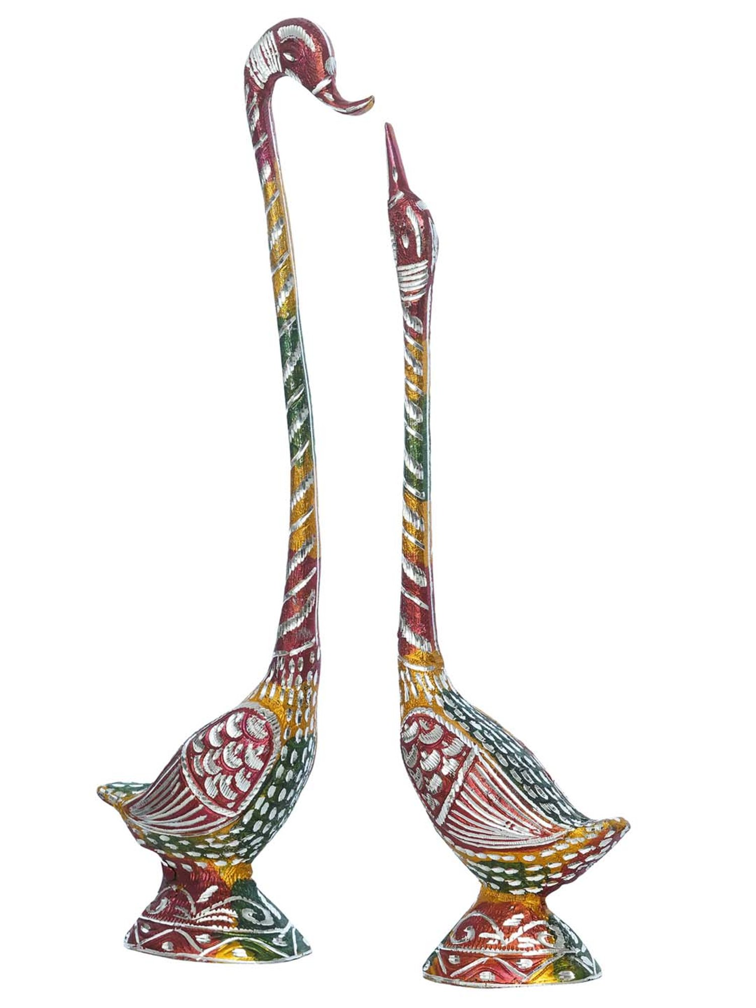 eCraftIndia 22 Inch Colorful Kissing Swan Couple Handcrafted Decorative Figurine