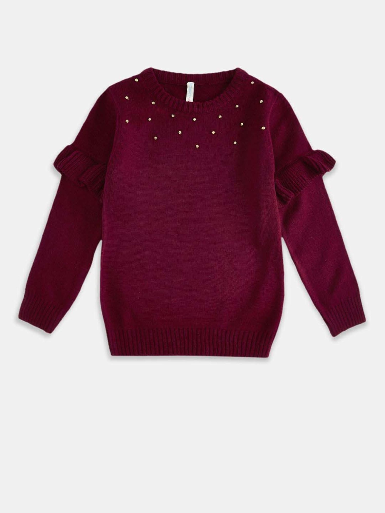 Elle Kids Black Solid Full Sleeves Sweater