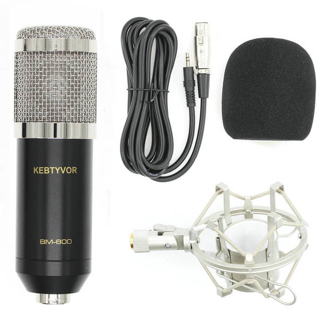 BM-800 Dynamic Condenser Sound Recording Microphone with Shock Mount for Radio Braodcasting KTV Karaoke with Shock Mount