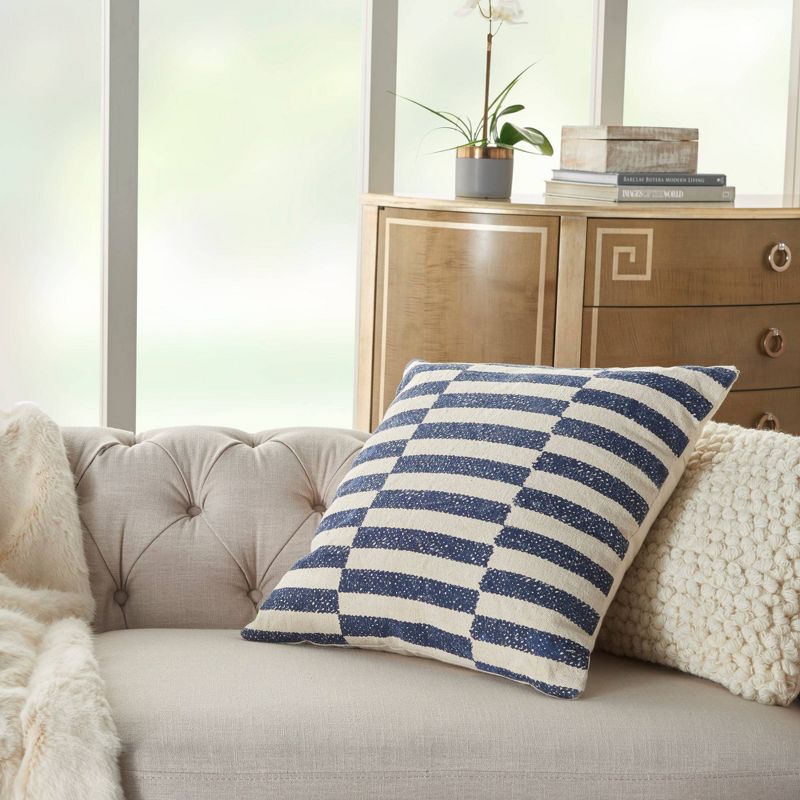 20"x20" Striped Print Oversize Square Throw Pillow Navy - Nourison