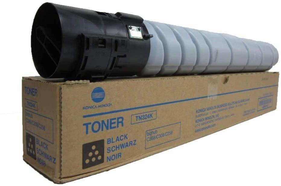 TN324K A8DA130 Genuine Konica Minolta Toner Cartridge, 28000 Page-Yield, Black