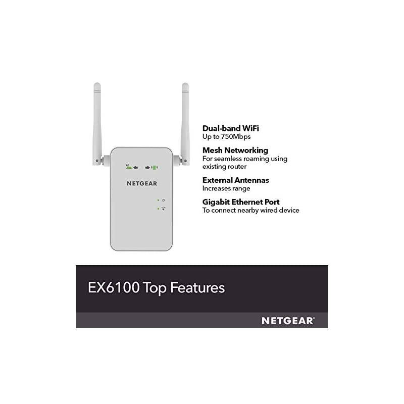 WiFi Mesh Range Extender EX6100 - Coverage up to 1000 sq.ft. and 15 devices with AC750 Dual Band Wireless Signal Booster & Repeater (up to 750Mbps speed), plus Mesh Smart Roaming