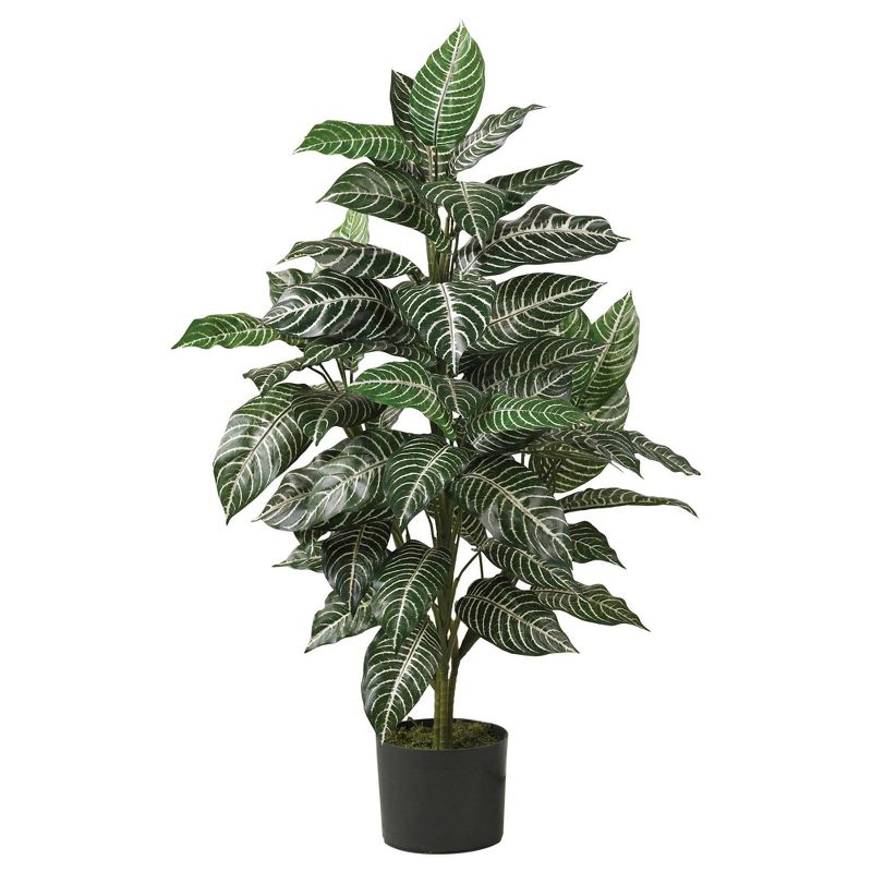 36" x 20" Artificial Zebra Silk Plant in Wicker Pot - Nearly Natural