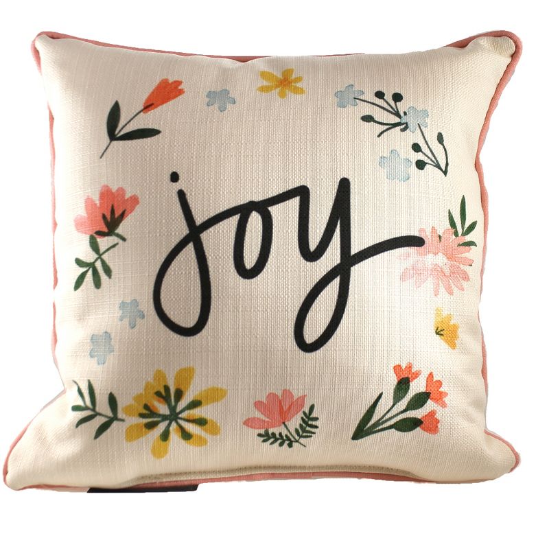 Home Decor 17.0" Joy Wildflower  Pillow Wreath Of Flowers  -  Decorative Pillow