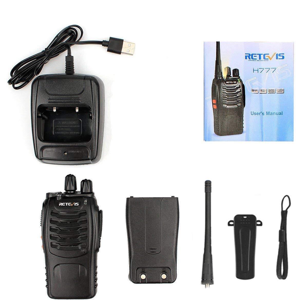 Retevis H-777 2 Way Radios USB Walkie Talkies UHF 16CH Long Range Rechargeable Two Way Radios with Flashlight for Adults (5 Pack)