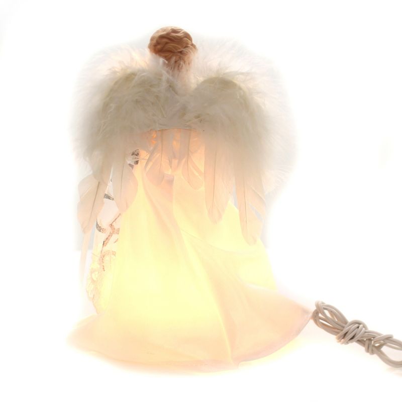 Tree Topper Finial 9.0" White Silver Angel Treetopper Lighted Christmas  -  Tree Toppers