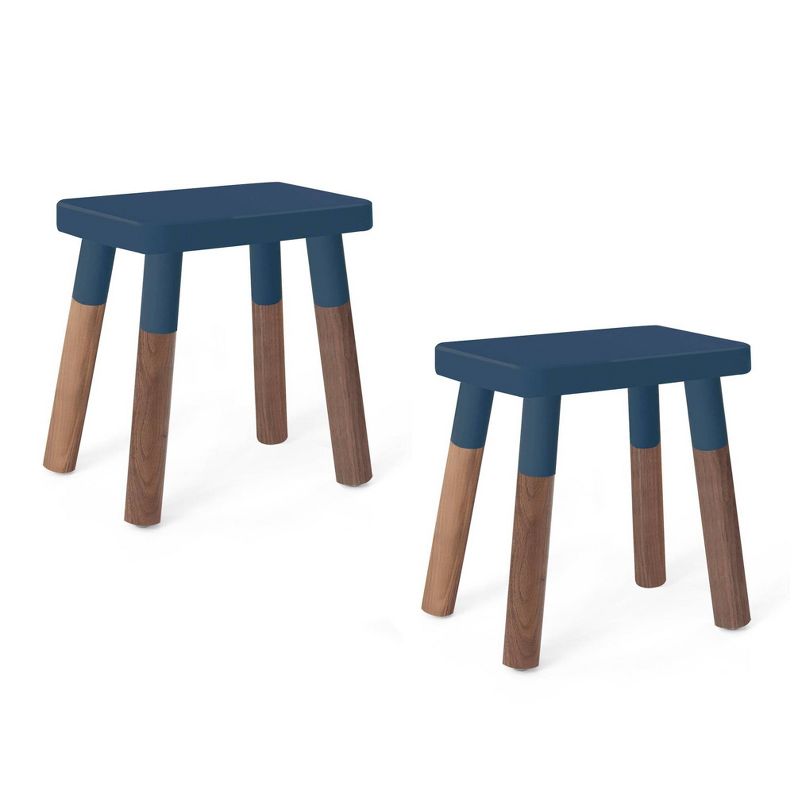Set of 2 Peewee Wood Veneer Kids' Chairs Walnut/Deep Blue - Nico & Yeye