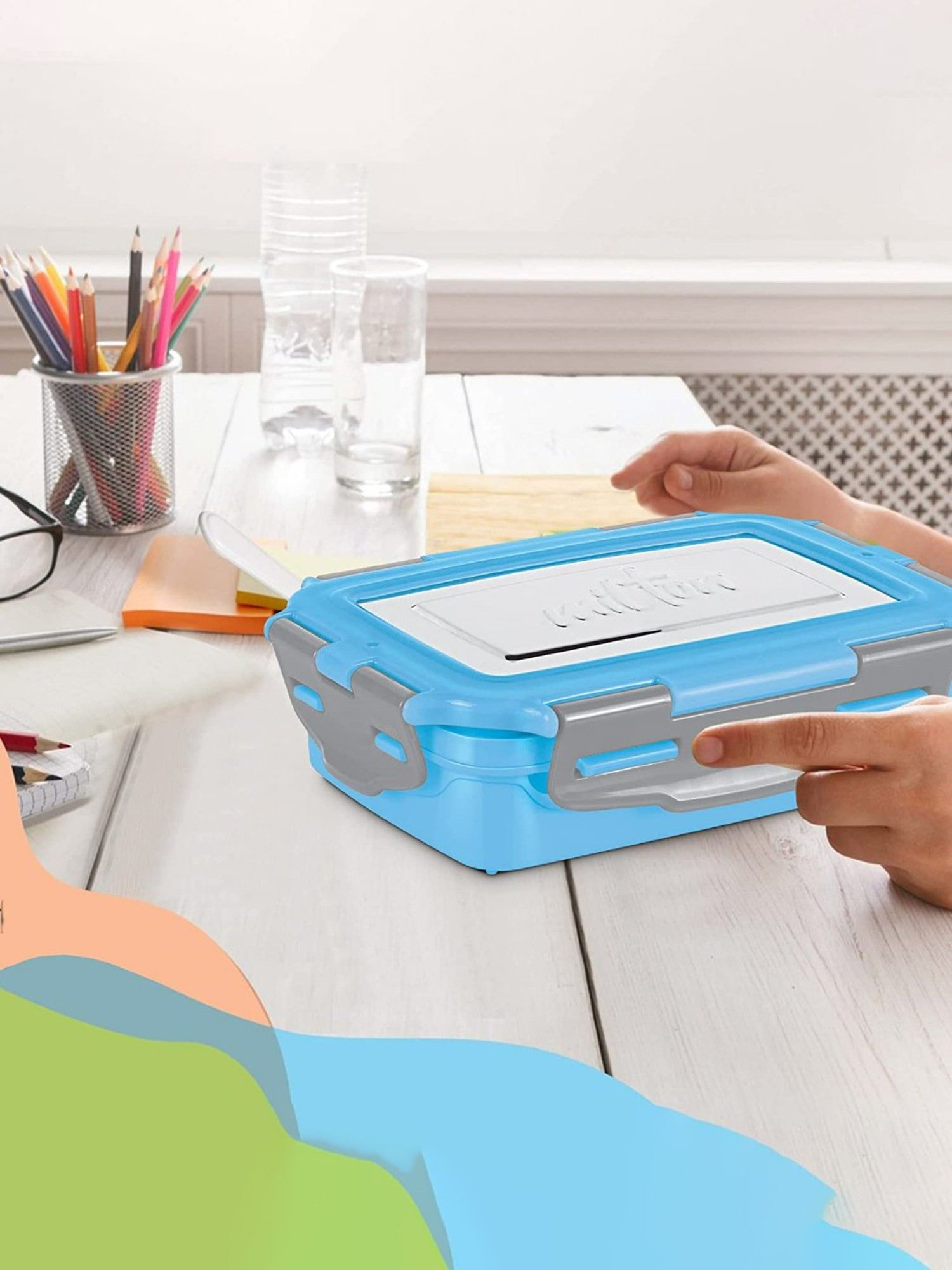 Milton Sky Blue Stainless Steel Small Tiffin Box - Set of 2