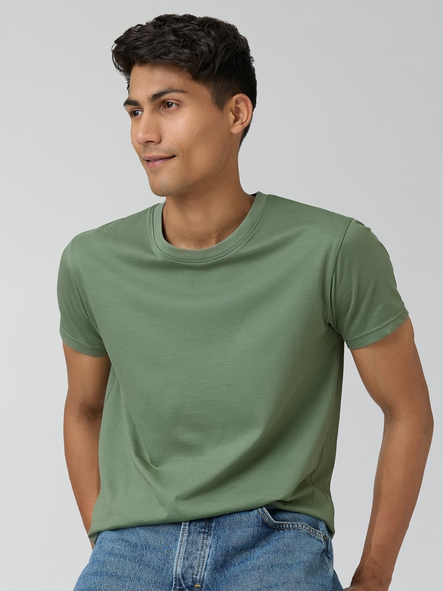 XYXX Sage Green Cotton Regular Fit Polo T-Shirt