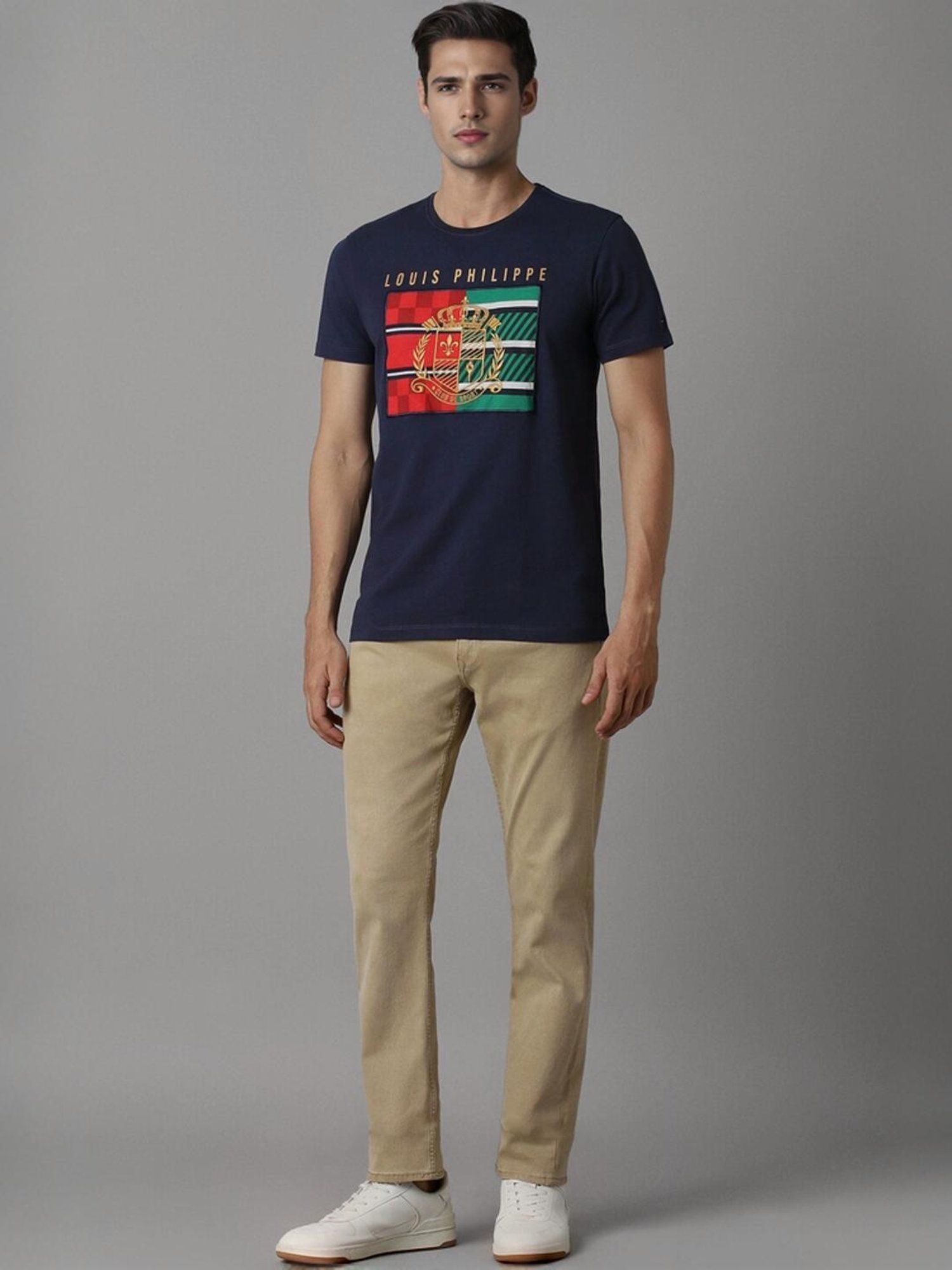 Louis Philippe Navy Slim Fit Printed T-Shirt