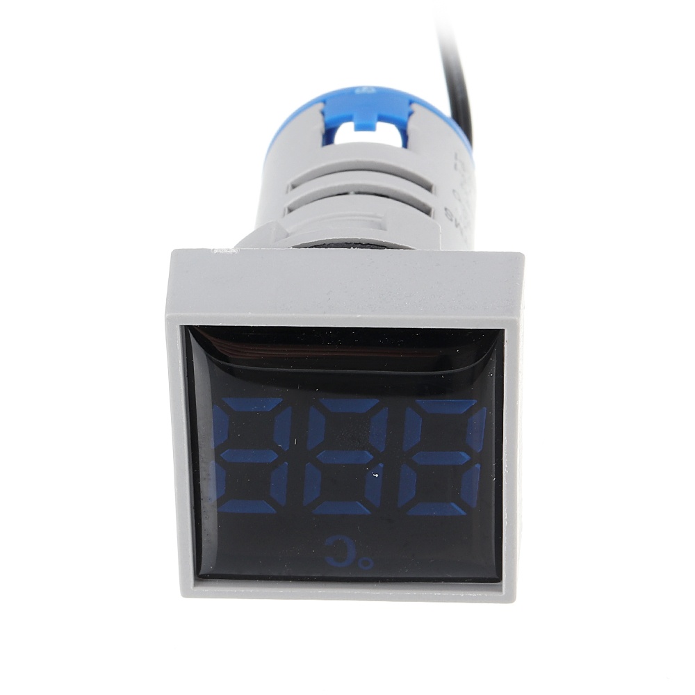 5pcs Mini Crystal Film Square Blue LED Digital Thermometer Signal Light AC 50-380V 220V Temperature Meter Indicator Range -20-200 with 1m Sensor