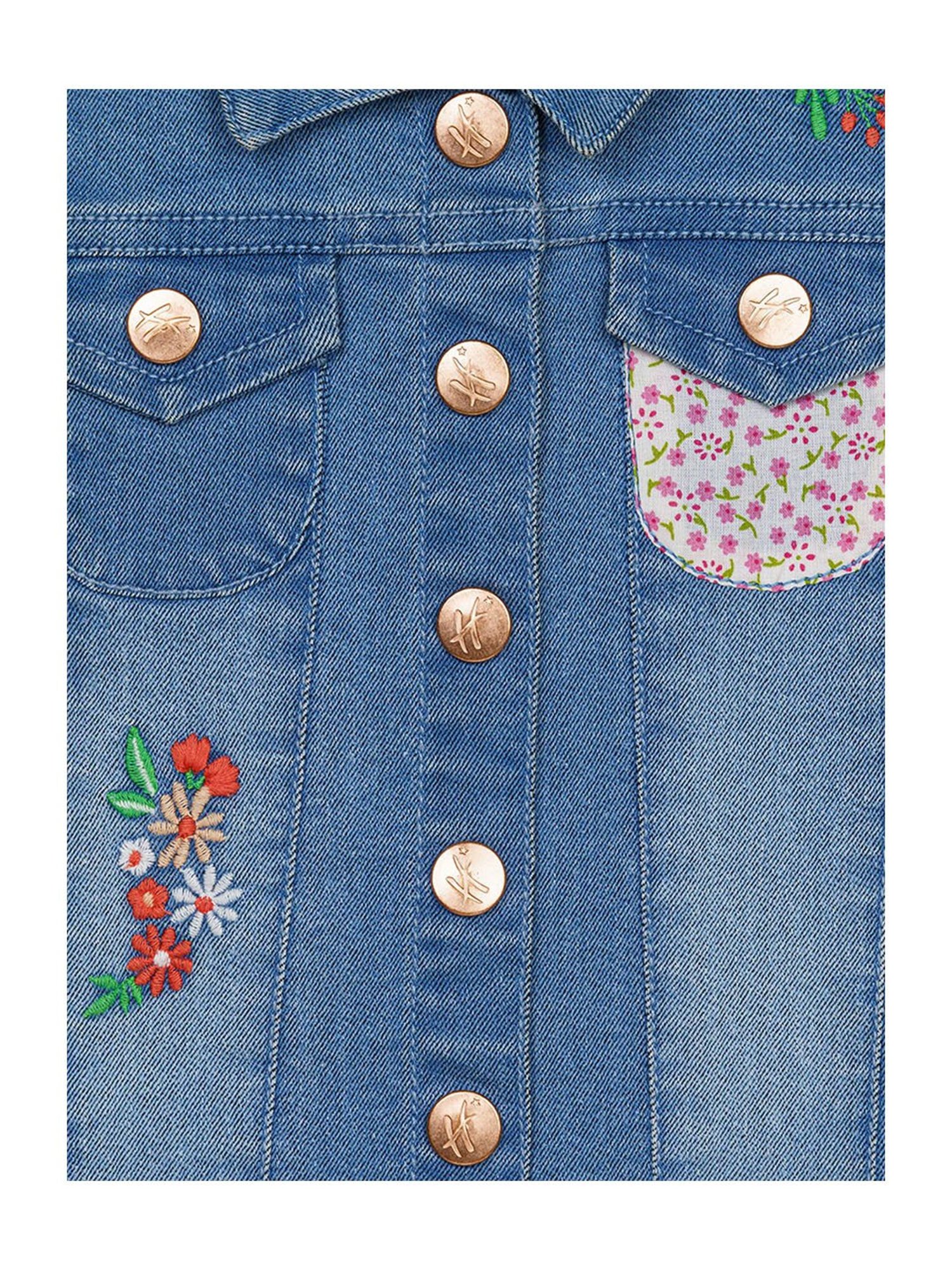 H by Hamleys Infants Girls Blue Embroidered Full Sleeves Denim Jacket