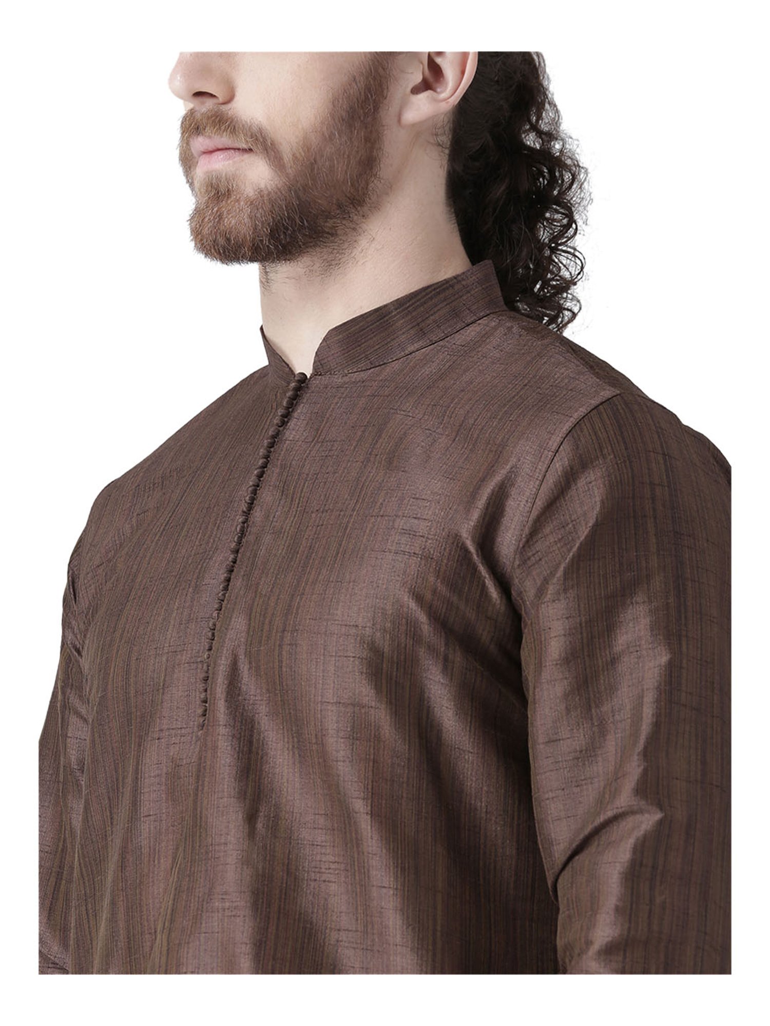 Deyann Brown & Cream Full Sleeves Kurta Set