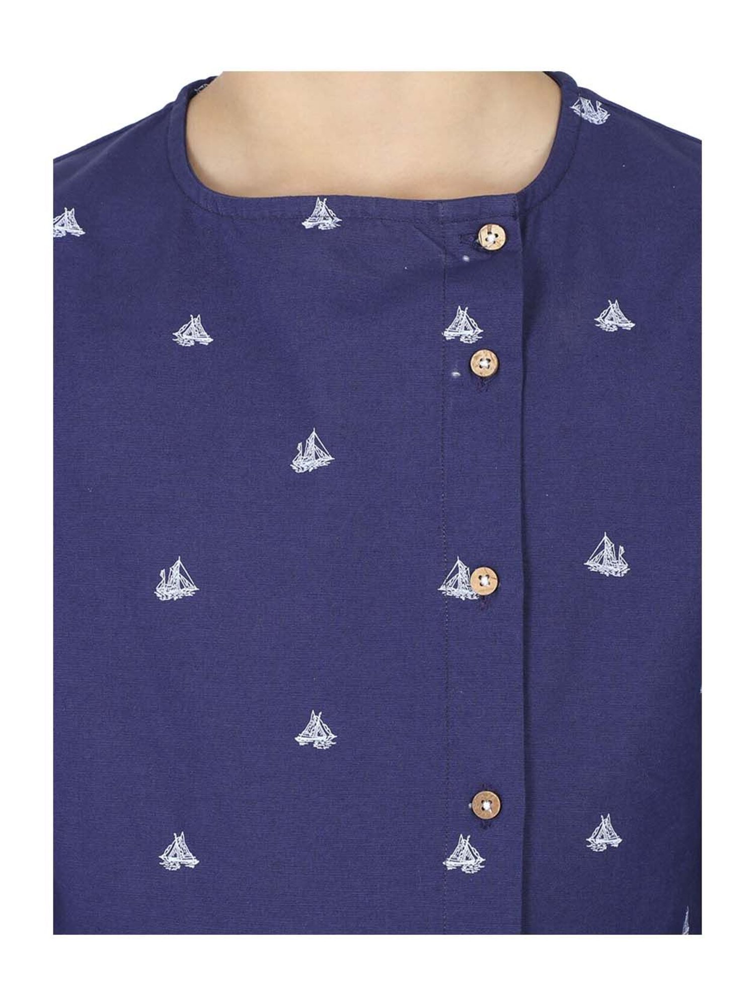 Manet Kids Blue Cotton Printed Shirt