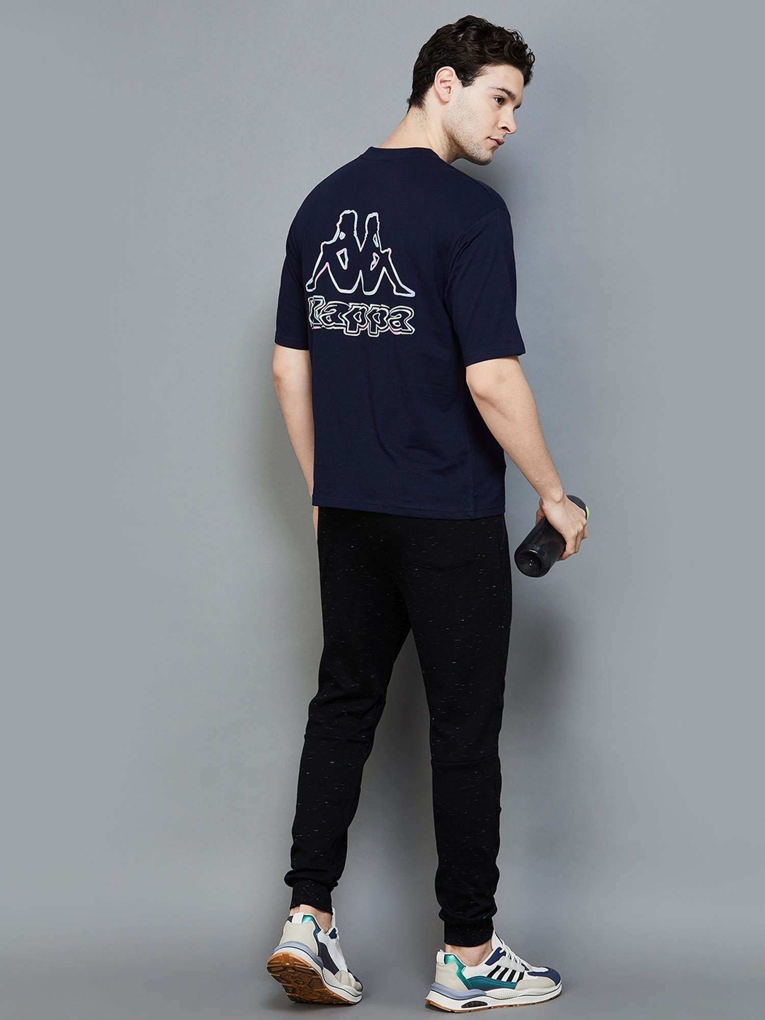 KAPPA Navy Cotton Regular Fit Printed T-Shirt
