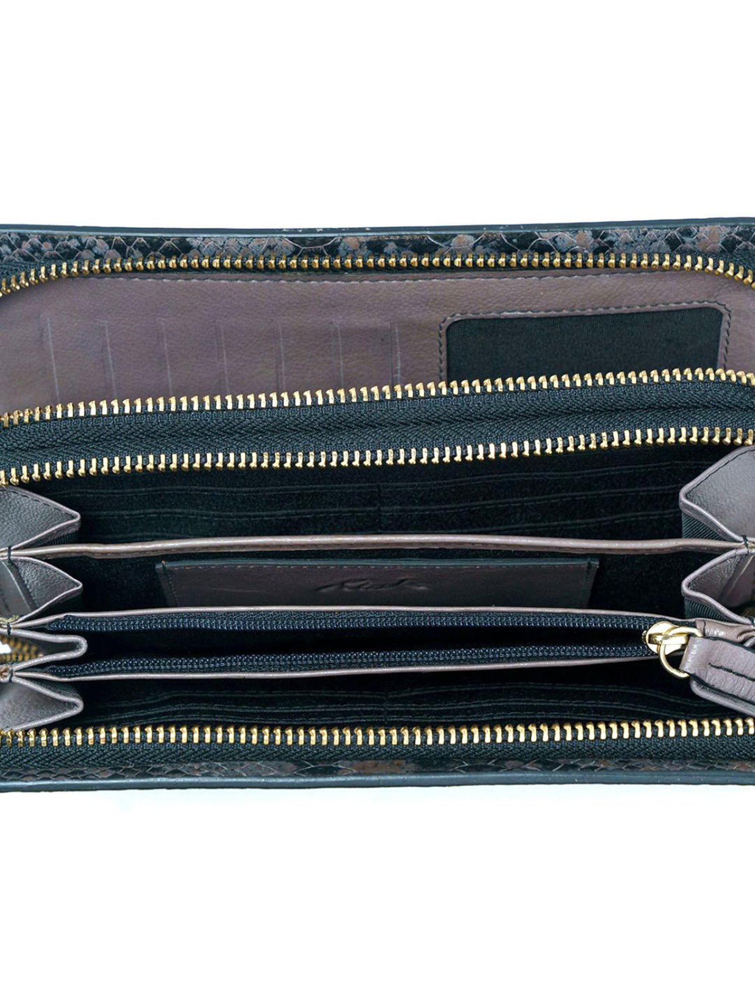 RI2K London Grey Leather Textured Zip around Wallet