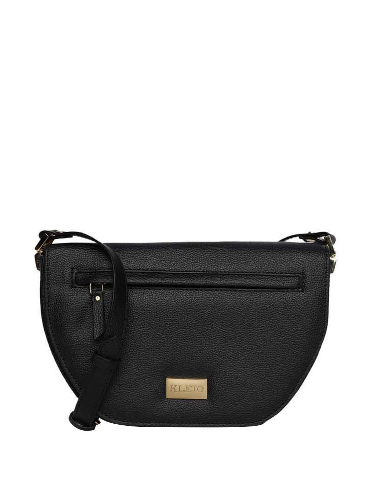 KLEIO Black Solid Medium Sling Handbag
