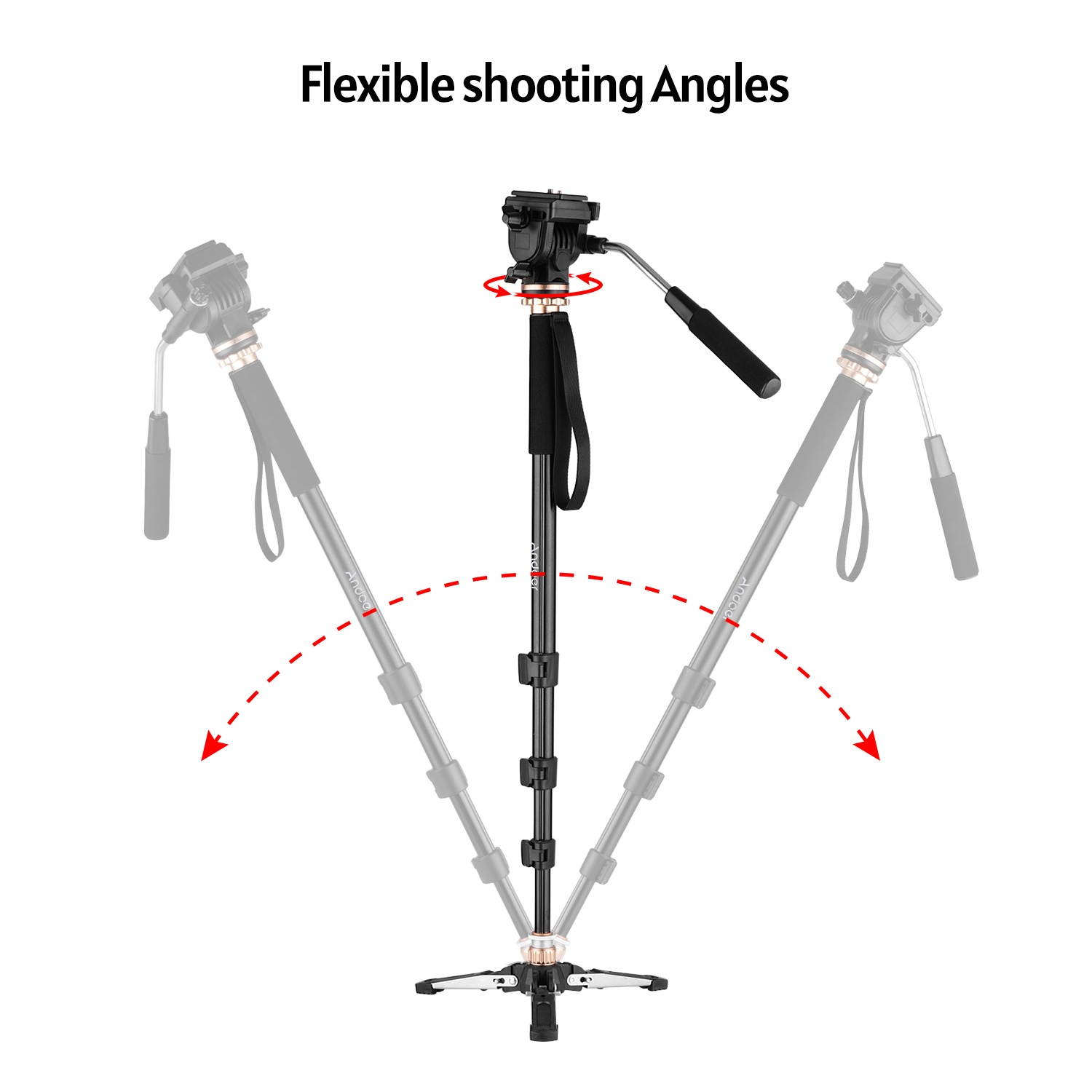 Andoer 173cm/68inch Photography Monopod Stand Aluminum Alloy 6kg Load Capacity with Detachable 3-Leg Tripod Base Pan Tilt Fluid Head Carry Bag Compatible with DSLR Cameras Camcorders