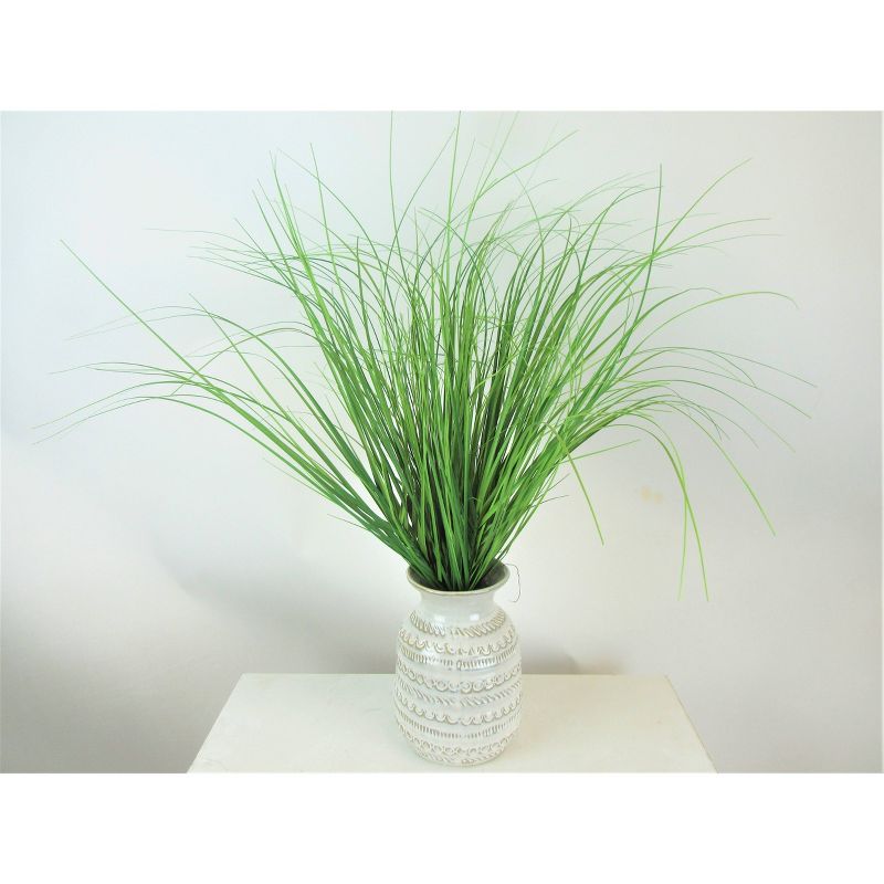 24" x 15" Artificial Grass Plant in Patterned Ceramic Urn - LCG Florals