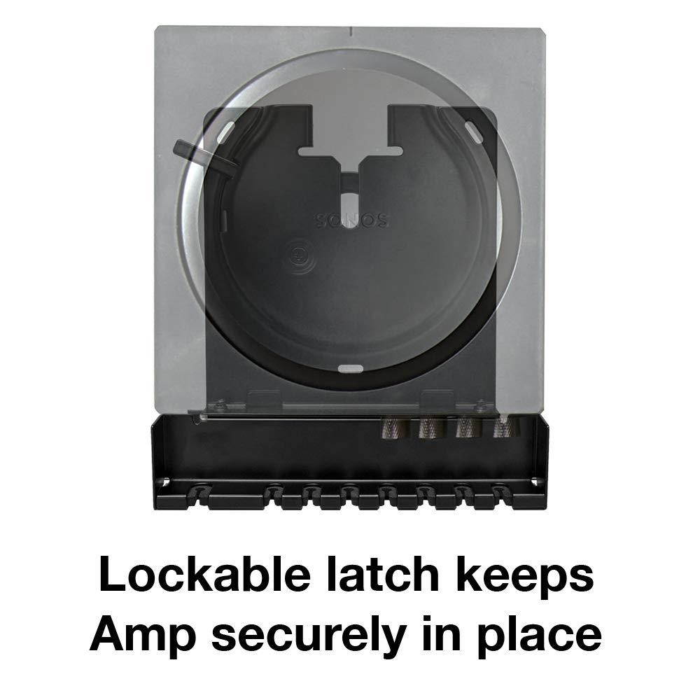 Sanus Wall Mount for Sonos Amp - Slim Black Design with Lockable Latch for Security - Low Profile Bracket Design Mounts in Any Orientation - Built-in Cable Management & Easy 15-Minute Install