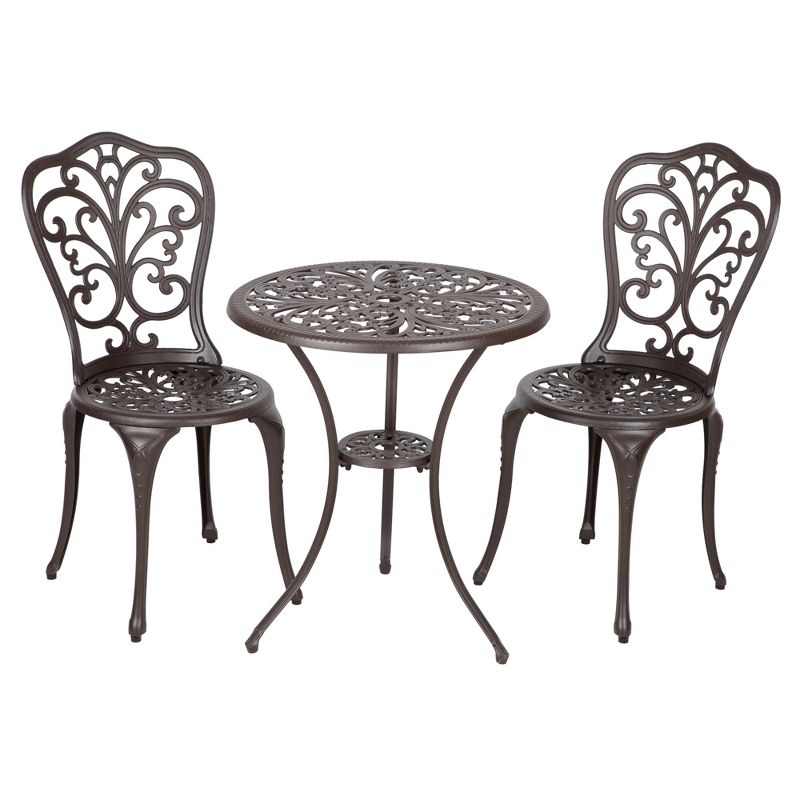 Faustina 3pc Metal Patio Bistro Set - Antique Bronze - Fire Sense