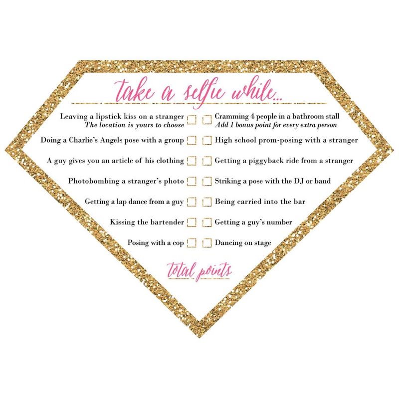 Bachelorette Party Game, 50-Pack Bar Scavenger Hunt Drinking Games and Dares, Fun Novelty Cards for Adults, Girls Night Out, Bridal Shower