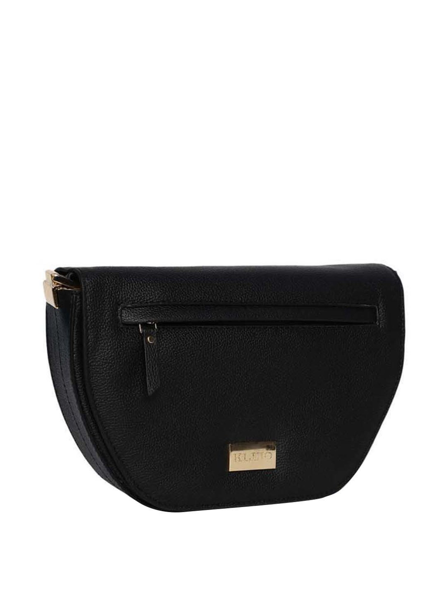 KLEIO Black Solid Medium Sling Handbag