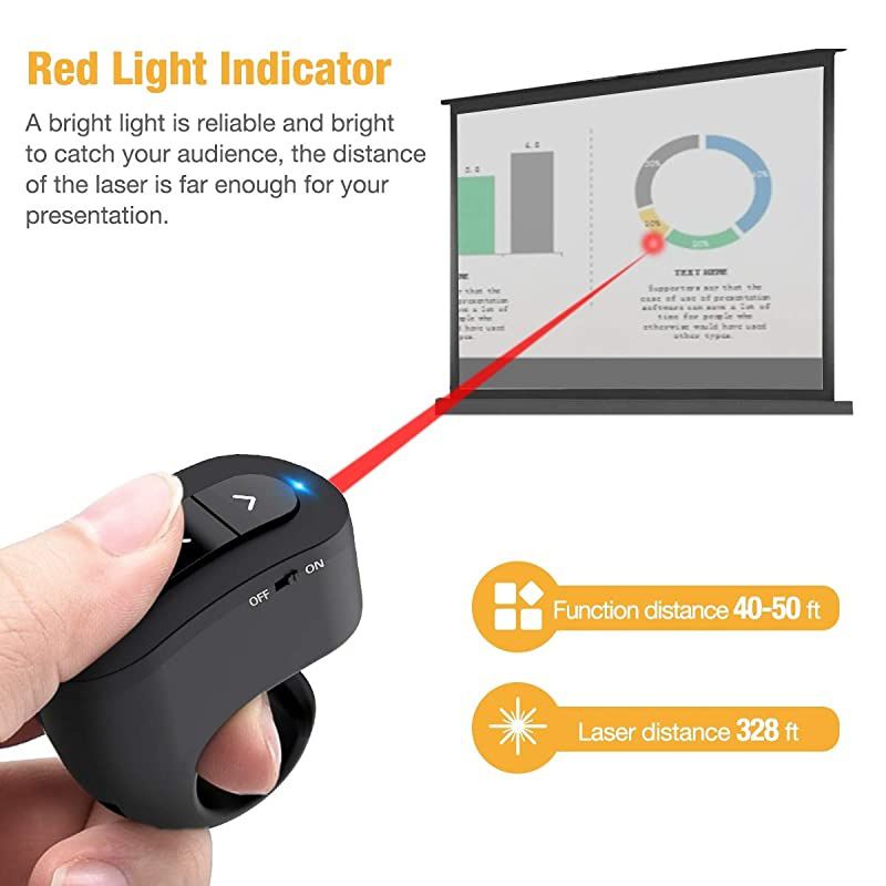 Presentation Clicker Powerpoint Clicker for Powerpoint Presentations  Wireless Presenter for Presentations Rechargeable Finger Ring Presentation Remote with RF 24GHz USB