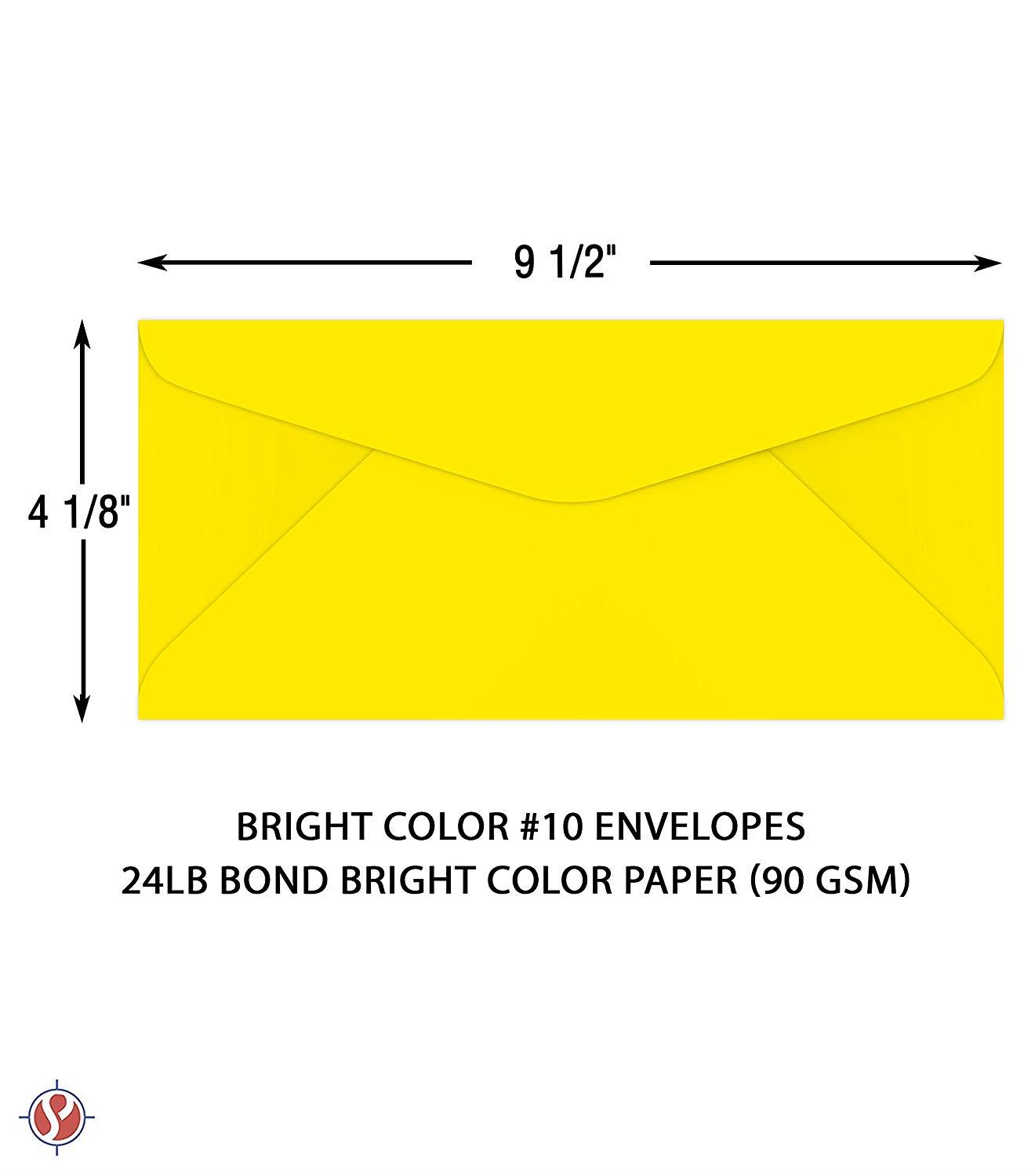 #10 Business Envelopes | 24lb (4 3/4 X 11 inches) | 50 Envelopes Per Pack | Bright Yellow
