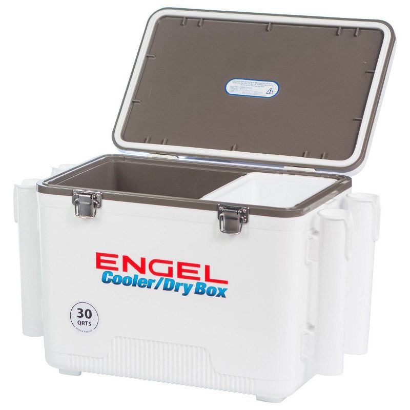 Engel Coolers 30 Quart 48 Can Lightweight Insulated Mobile Cooler Drybox, White