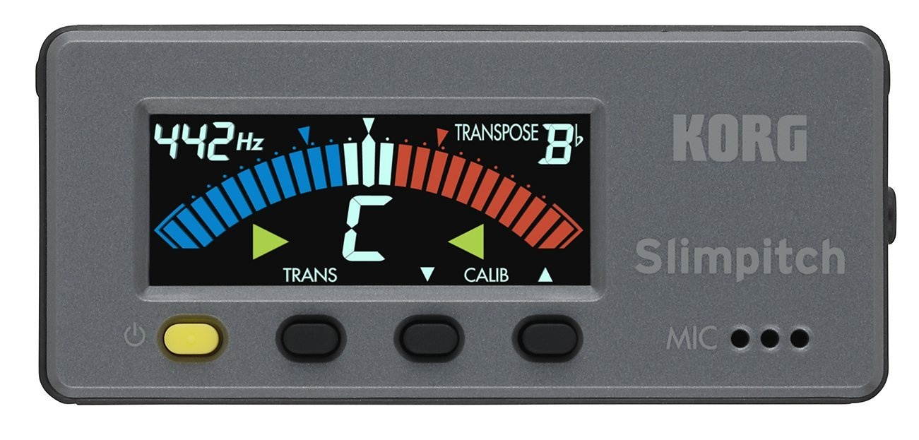 korg slimpitch chromatic tuner with contact microphone, 12note equal temperament