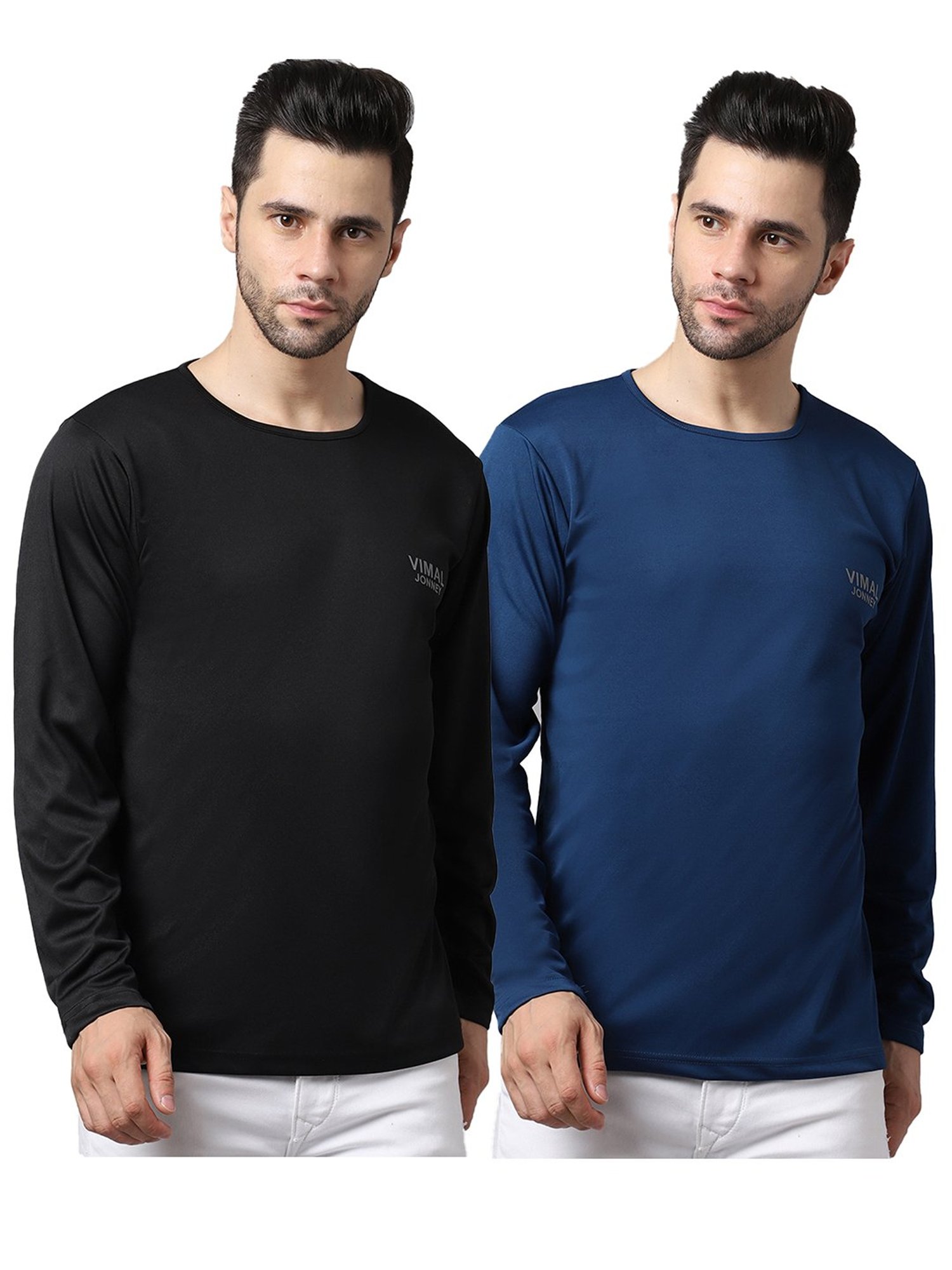 Vimal Jonney Blue & Black Sports T-Shirt - Pack of 2