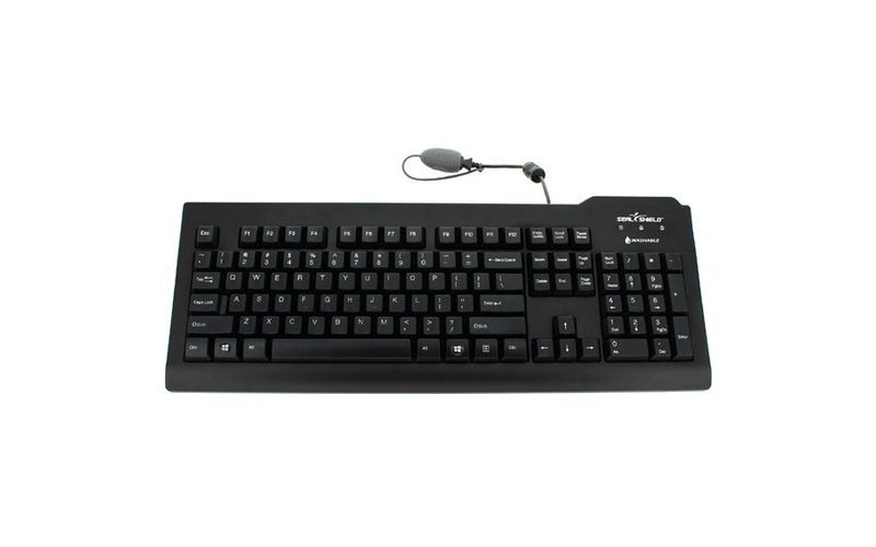 Seal Shield Silver Seal Keyboard Long Cable - Cable Connectivity - USB Interface - 104 Key - English (US) - Membrane Keyswitch - Black