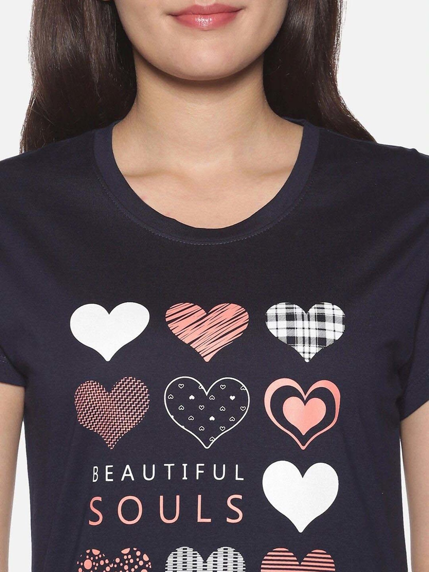 TWIN BIRDS Blue Printed Sleep Tee