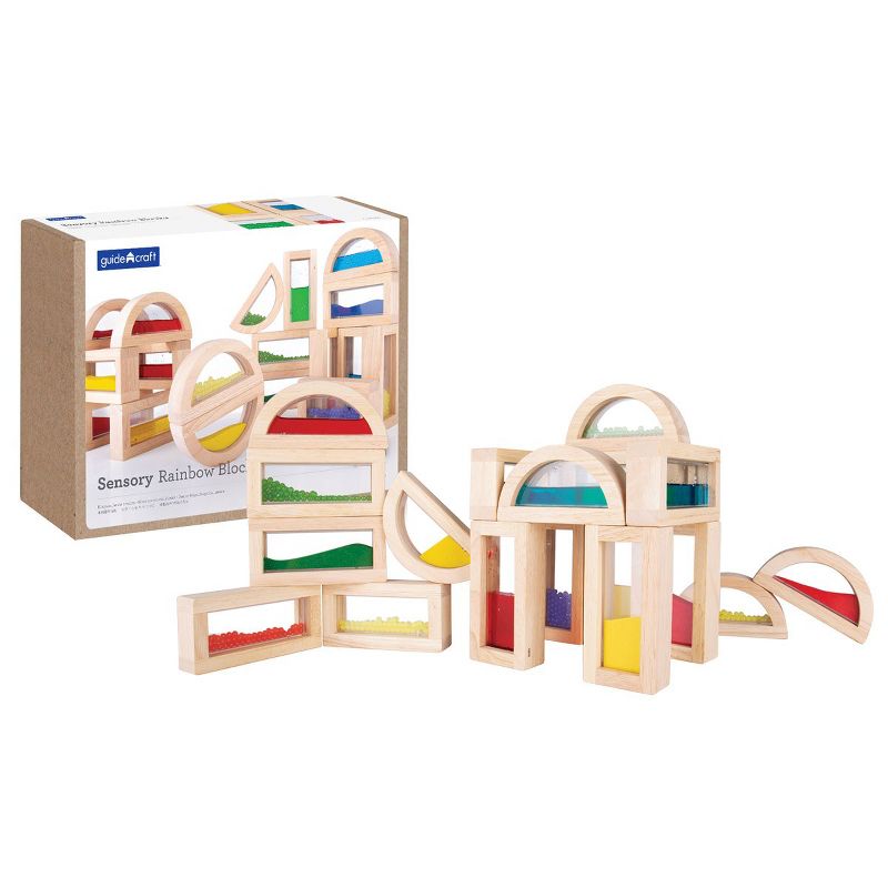 Guidecraft Sensory Rainbow Blocks - 18 Piece Set