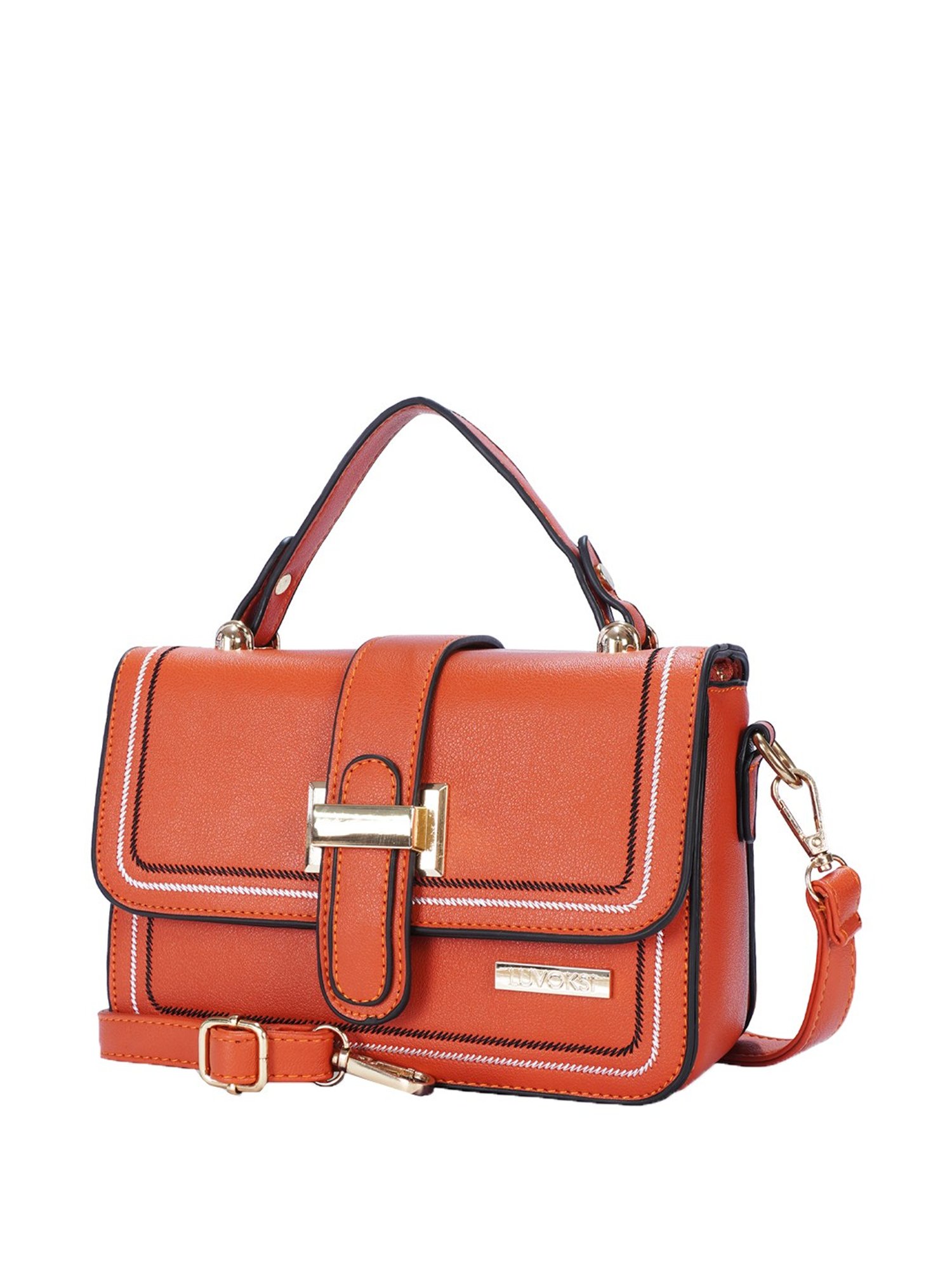 Luvoksi Orange Textured Medium Satchel Handbag