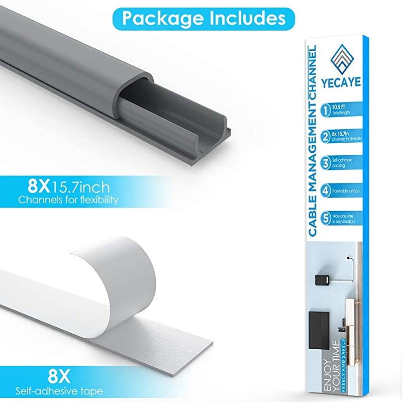 Cord Hider CMC06 Mini OnCable Cover Hide a Cable Concealer for Speaker Wire Ethernet Cable 8X L157in W05in H035in Total 125in Dark Grey