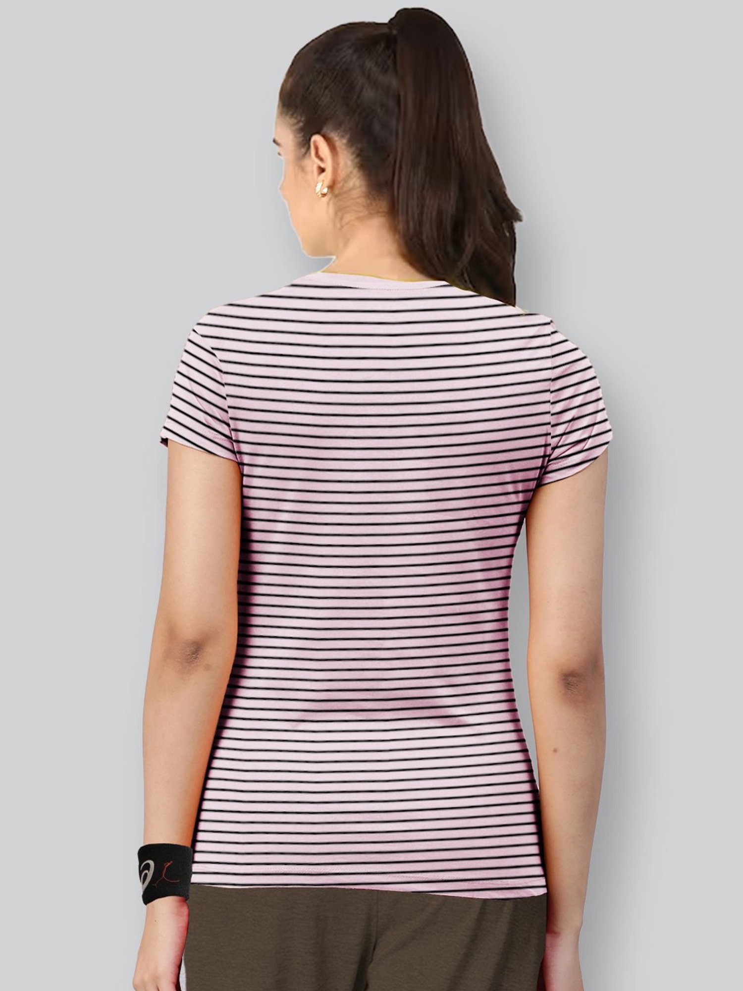 Lyra Pink Cotton Striped T-Shirt