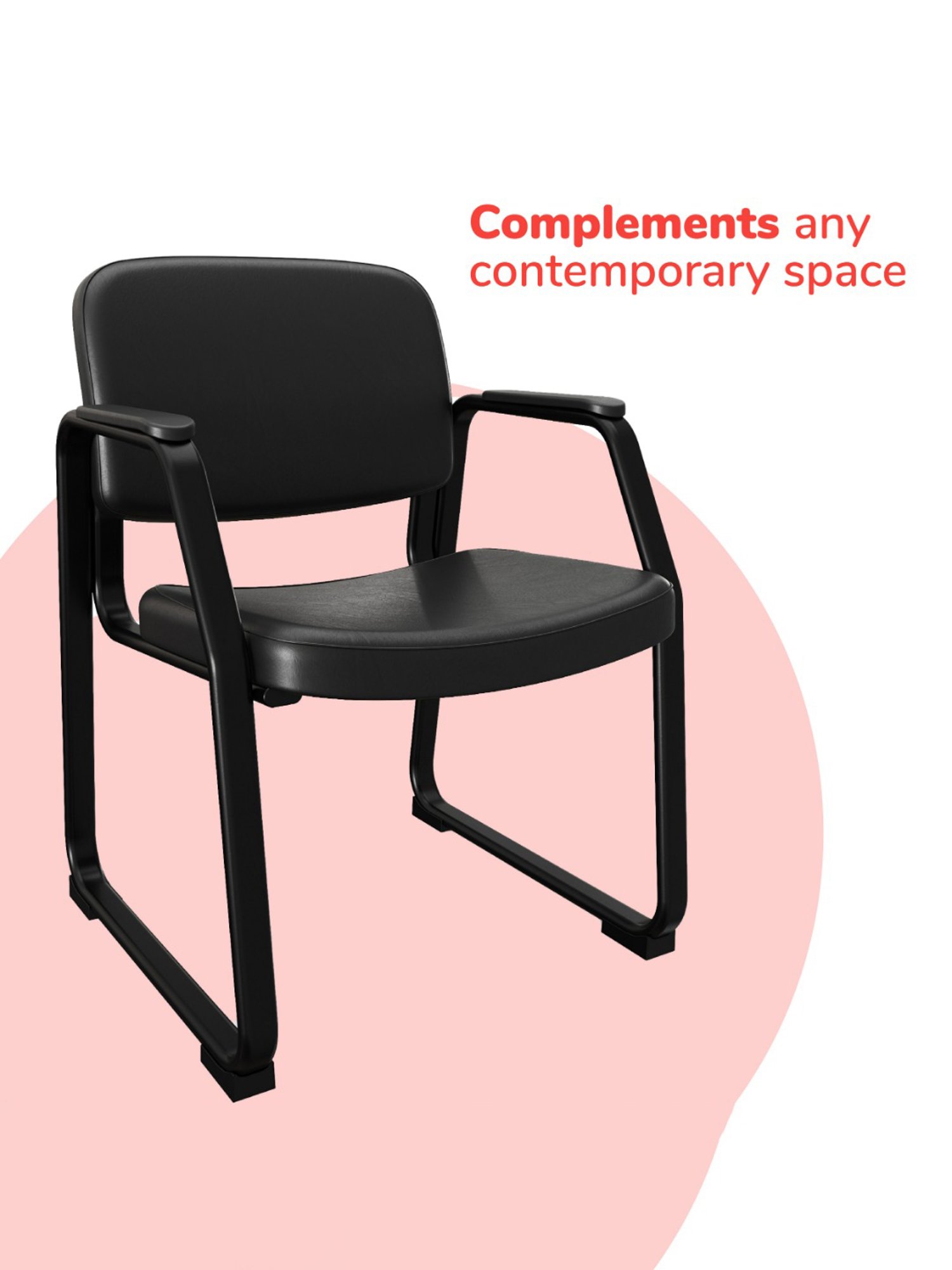 HNI India Budd Black Faux Leather Executive Side Chair