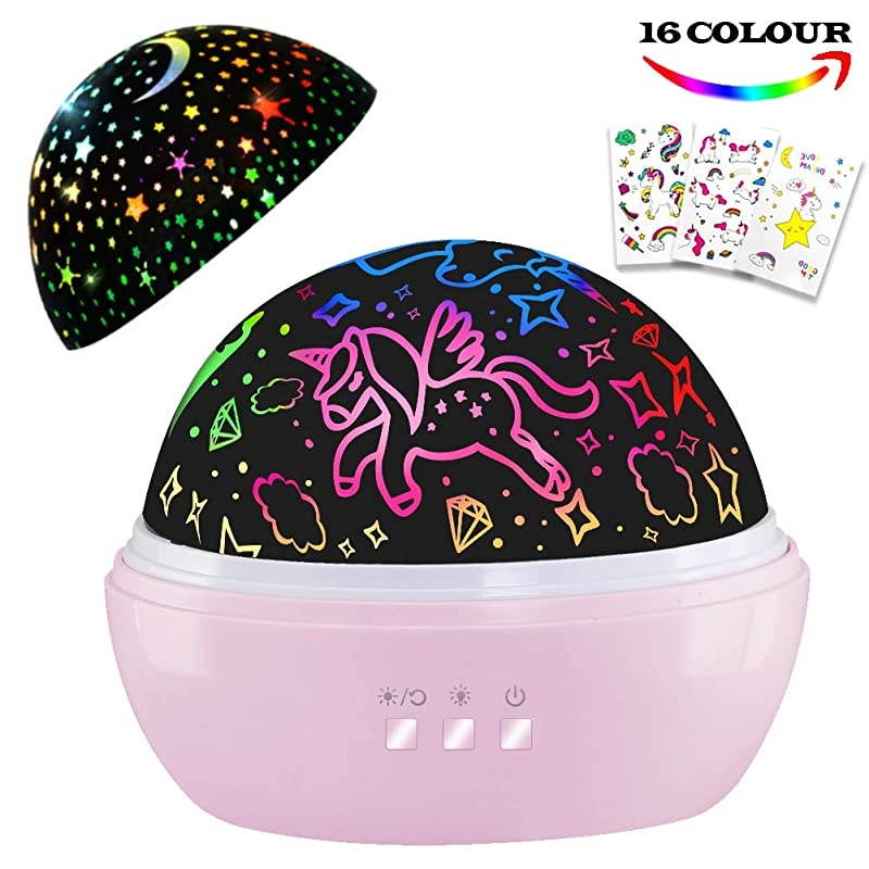 Girls Night LightUnicorn Night LightampStar Projector Gifts for Kids Toddlers Toys for 1 2 3 4 5 6 Years OldBaby Nursery Night Lamp 16 Colors Rotating Unicorn Lights for Girls Bedroom