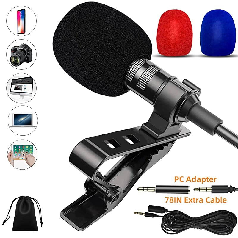 Lapel Microphone Kit for PCLaptopCameraPhone 35mm Mini Lavalier Clip On Mic for PodcastStreamingVlogVideo RecordingGamingValentine Gifts for Him