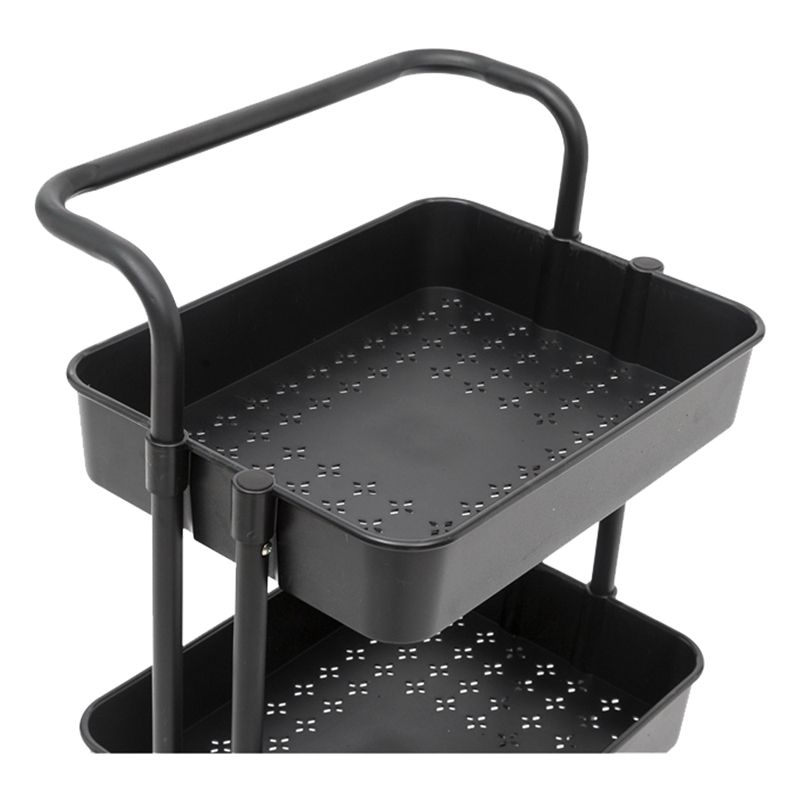 Pemberly Row 3 Tier Rolling Utility Cart with Storage in Black