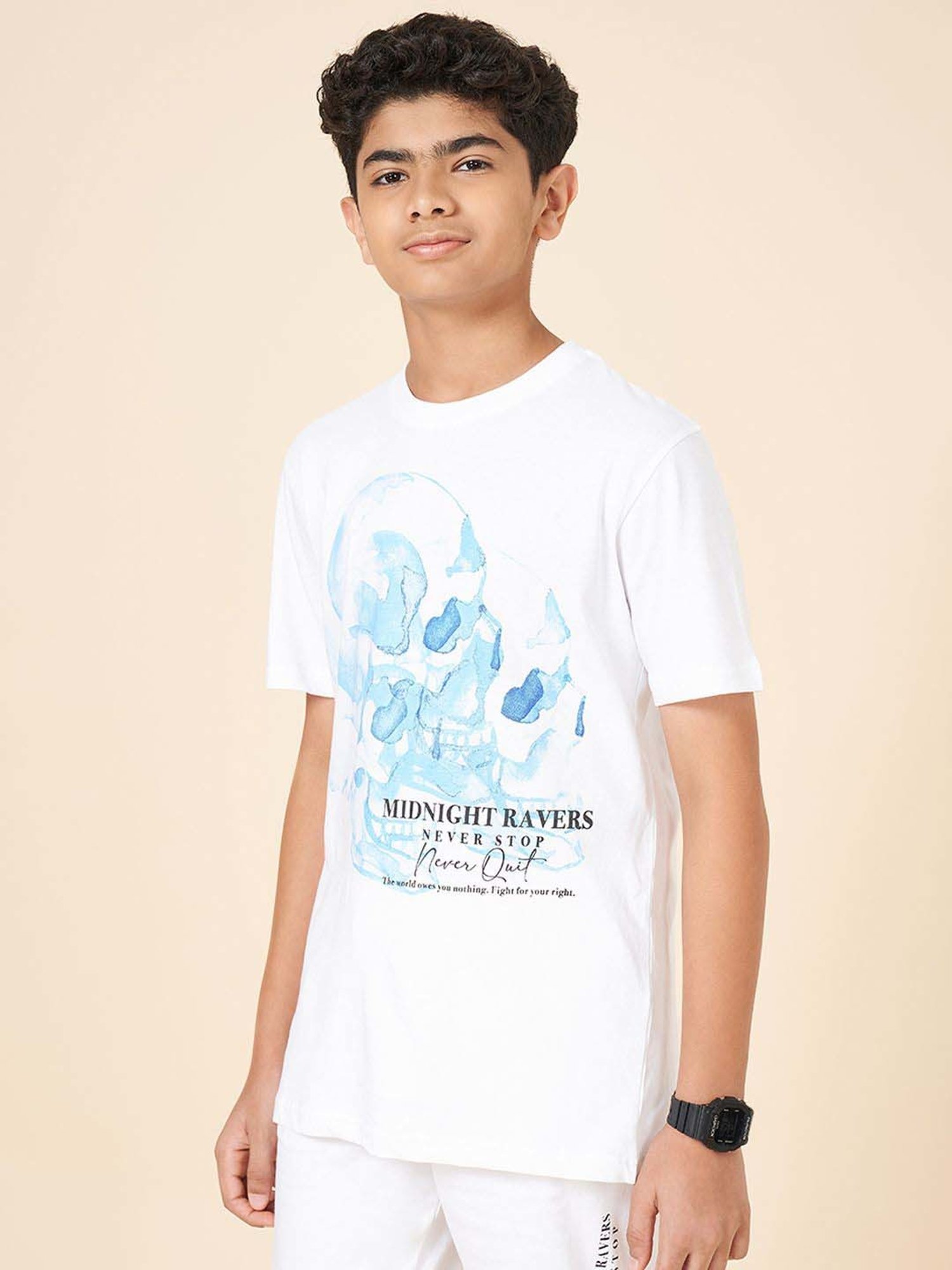 Coolsters by Pantaloons Boys White Cotton Printed T-Shirts