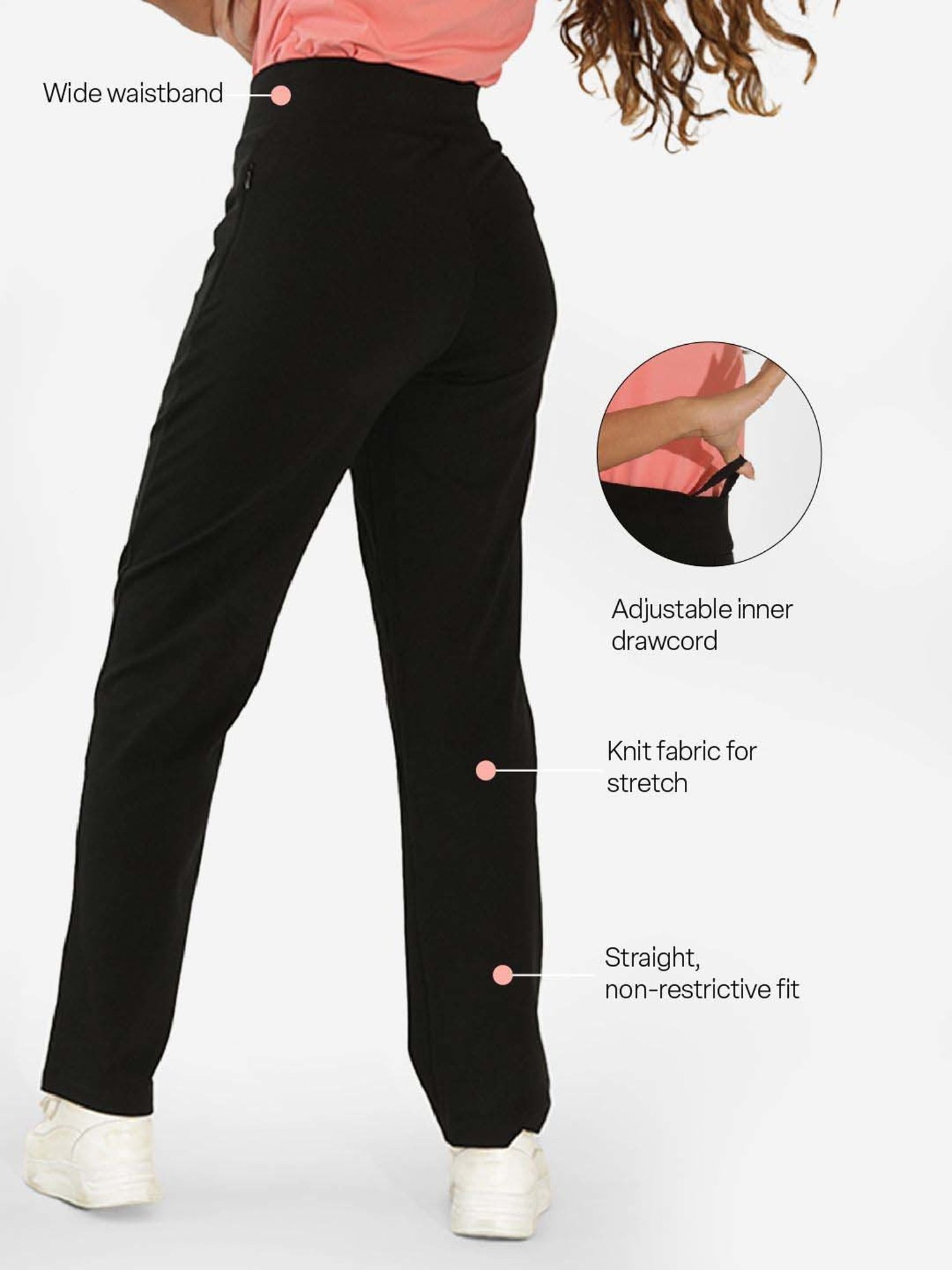 BlissClub Black Cotton Straight Pants