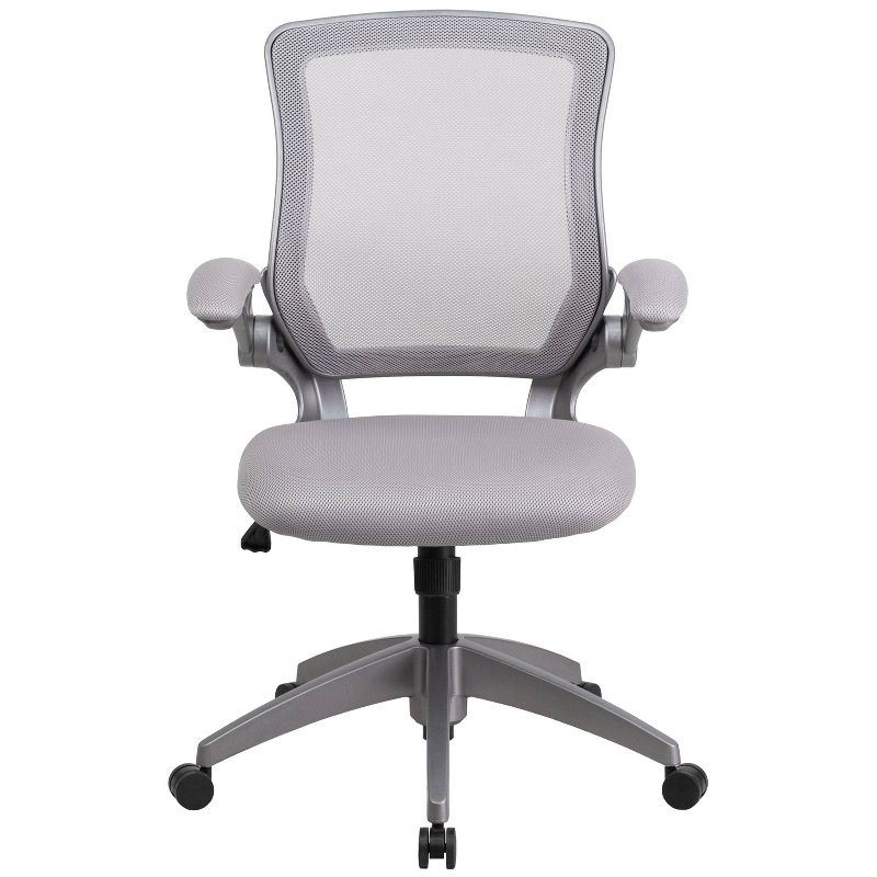 Mid Back Swivel Ergonomic Task Office Chair with Flip Up Arms Gray - Riverstone Furniture