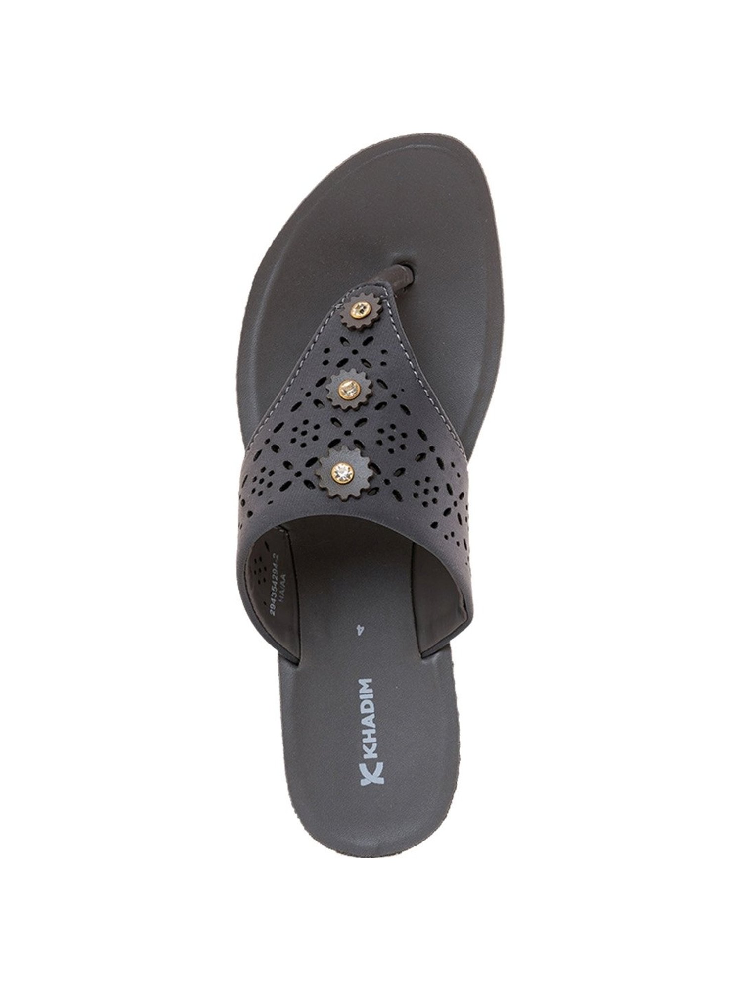 Khadim Women's Grey Thong Wedges