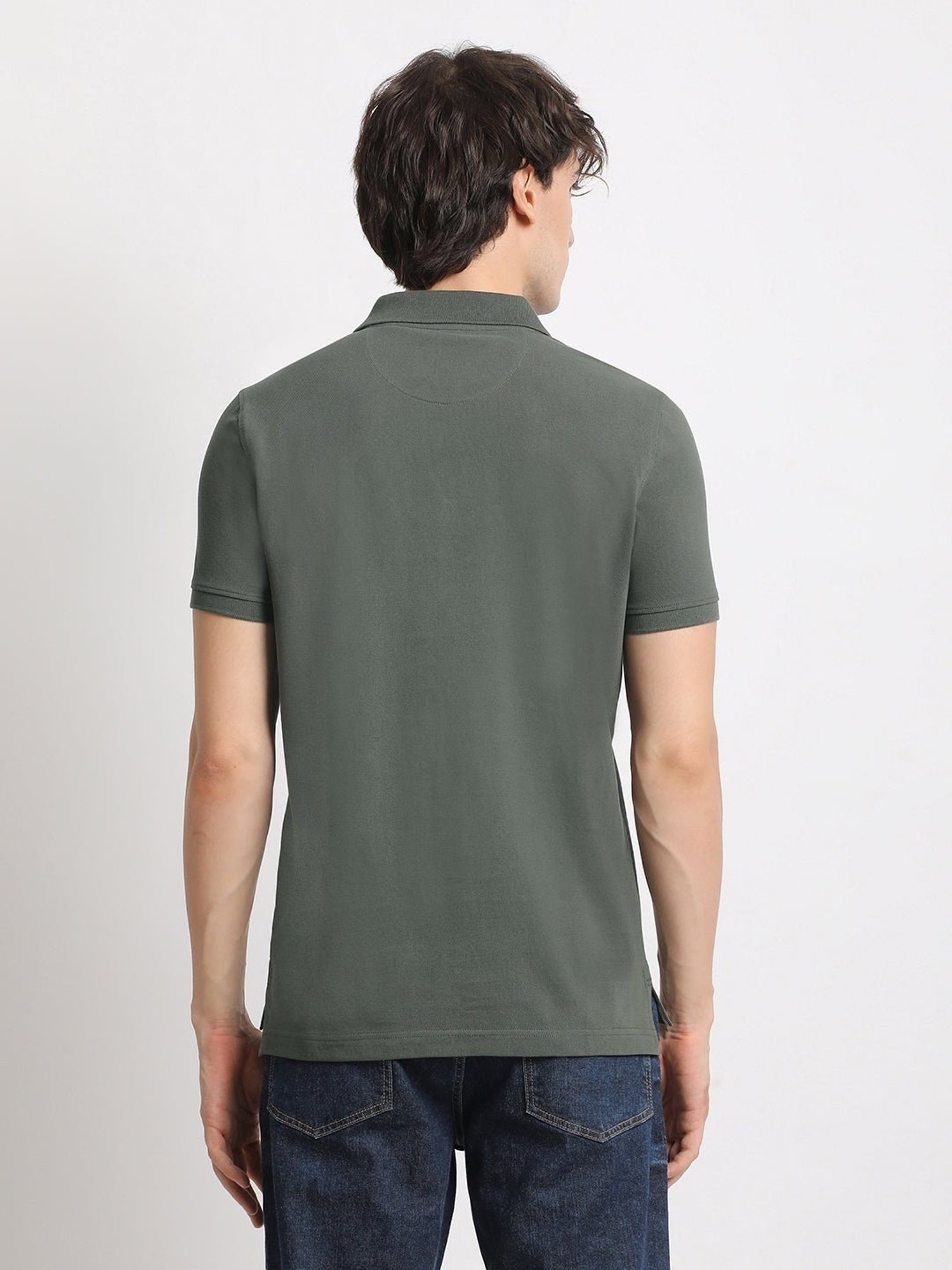 The Bear House Olive Cotton Slim Fit Polo T-Shirt